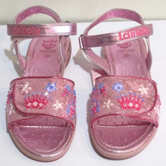 NEW sz 23/6.5 Toddler Sparkly Glitter Beaded Princess Sandals Lelli Kelly‎
