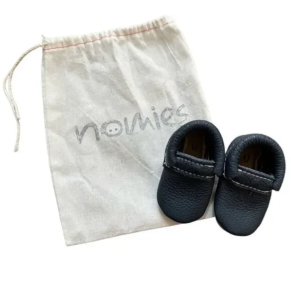 Nomies leather baby booties, NWT, navy blue size 0