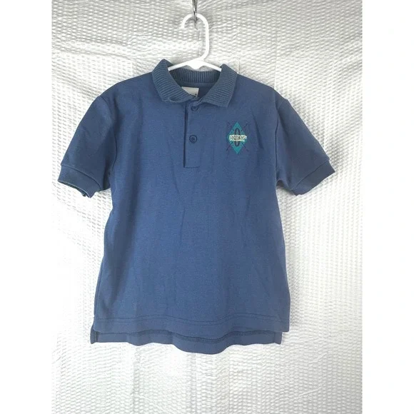 OshKosh B'Gosh Blue Polo Shirt Short Sleeve Embroidered Logo Top size 7‎