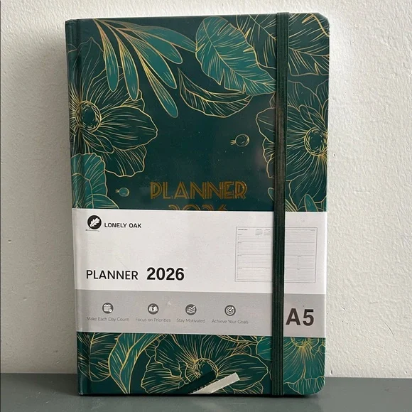 2026 A5 Planner - Emerald Green Floral