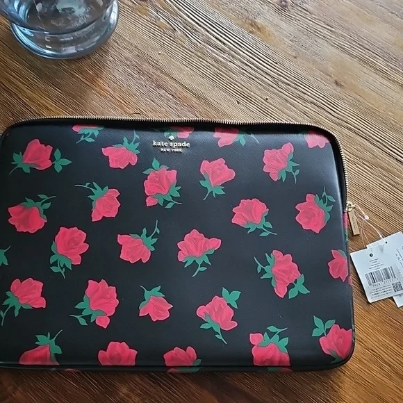 Kate Spade Black and Red Rose Tablet Sleeve