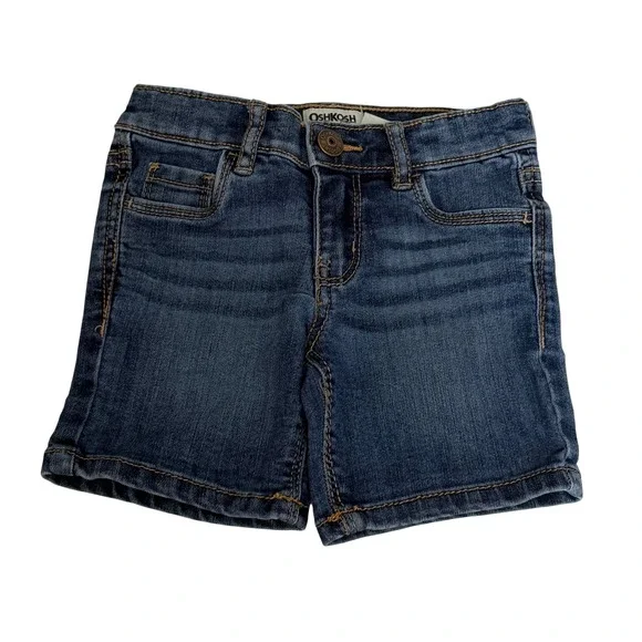 OshKosh Bgosh Toddler Girls 2T Dark Wash Denim Jean Shorts Adjustable Waist