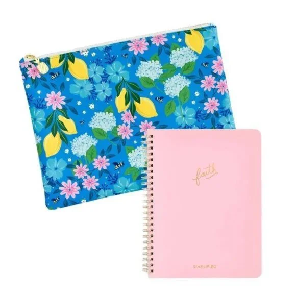 Simplified by Emily Ley Bees in Bloom Planner Pouch and Faith Workbook NWT