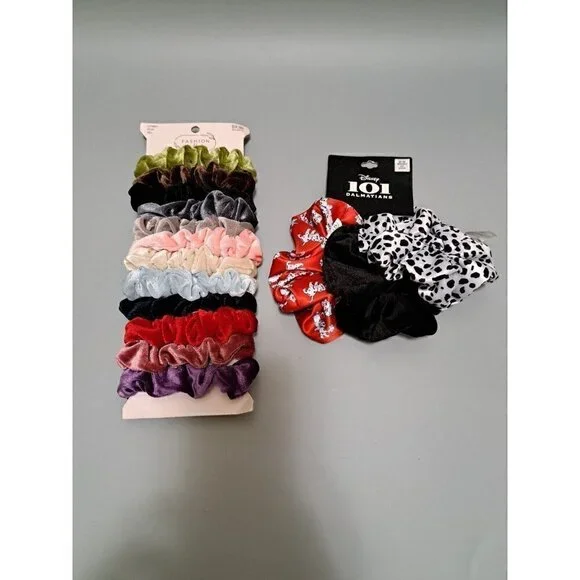 LOT of 2 (13pc) Textured Scrunchy Bright Colorful Scrunchies on Card