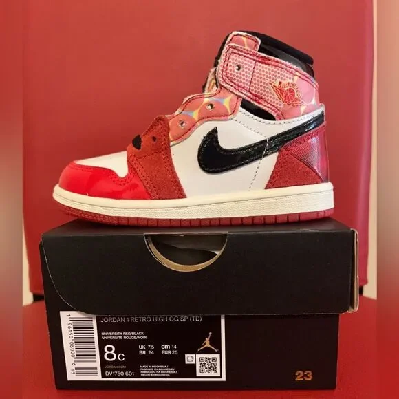 TD Nike Air Jordan 1 high spider-man across the spider-verse dv1750-601 size 8c