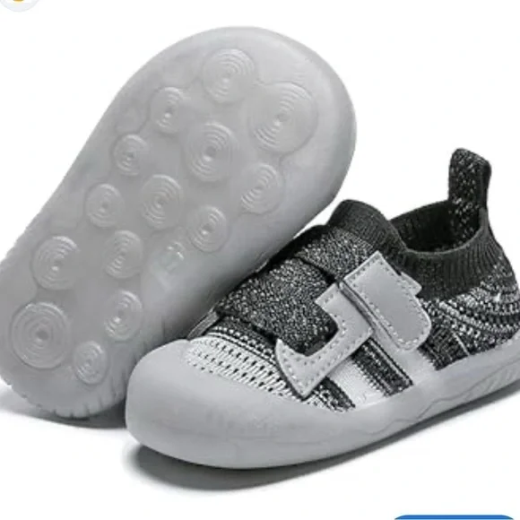 Adidas Baby Walker Shoes Black and White Knit Fabric
