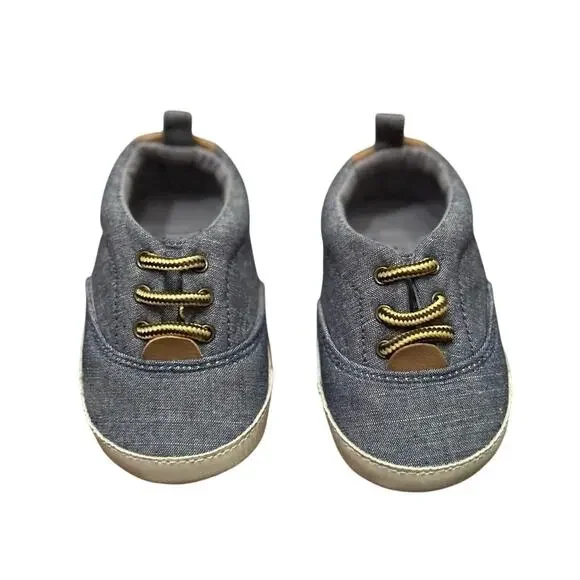 Gap Baby Chambray Slip On Soft Bottom Blue‎ & White Sneakers Size 6-12 Months