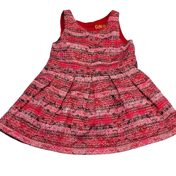 OshKosh B'gosh‎ Genuine Kids Girls Dress Red Pink Tribal Pattern Pleated 18M