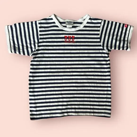 VTG OshKosh B'gosh Blue White Ringer T-Shirt Sz 6x USA New Striped Embroidered