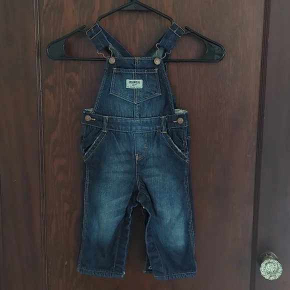Oshkosh B'Gosh Fleece Lined Denim Overalls Size 12 Month
