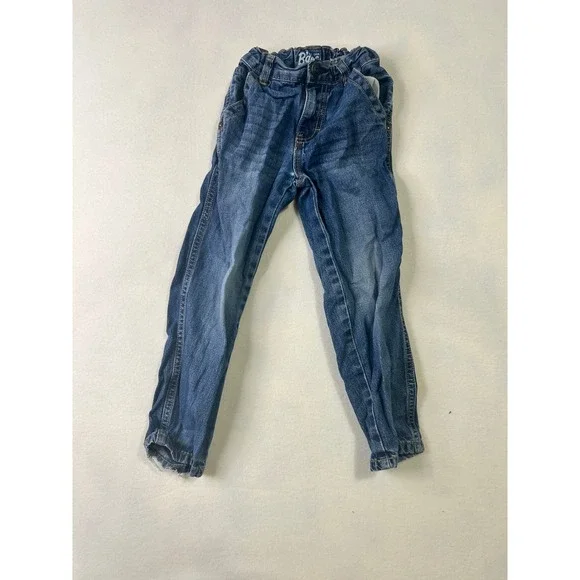 OshKosh Bgosh Boys Blue Carpenter Jeans‎ Size 4T Medium Wash Denim Elastic Waist