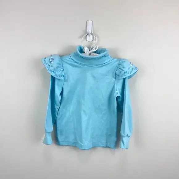 Vintage OshKosh B'gosh Long Sleeve Blue Angel Bow Turtleneck Top 3T USA