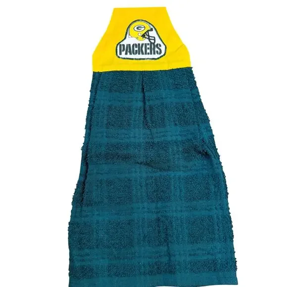 Vintage NFL Green Bay Packers Hanging Kitchen Towel 6x16 w/ Button Oven Handle