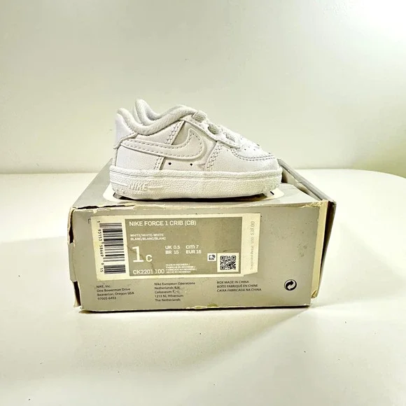Nike Force 1 Crib CB White White White Infant Sneakers 1c CK2201-100