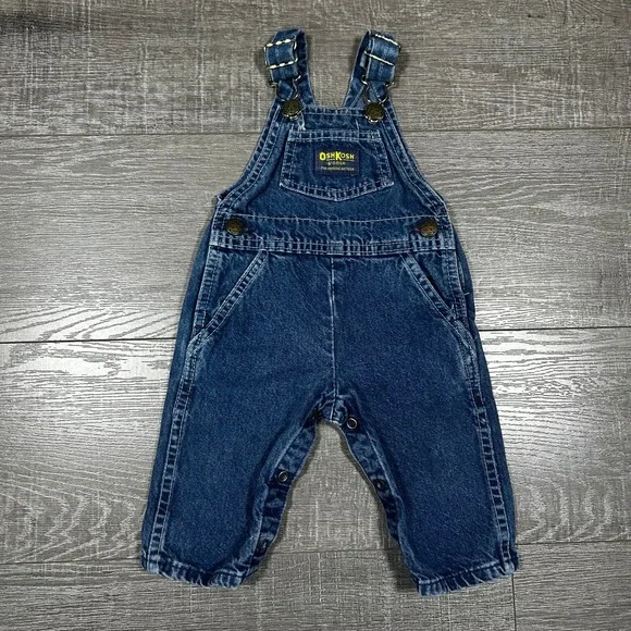 OshKosh B'Gosh Vintage Vestbak Denim Overalls Made in USA Blue 3/6M 07-08749