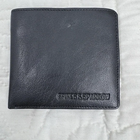Spikes & Sparrow Wallet‎ Mens Black Leather Bifold ID Window Card Holder Gift