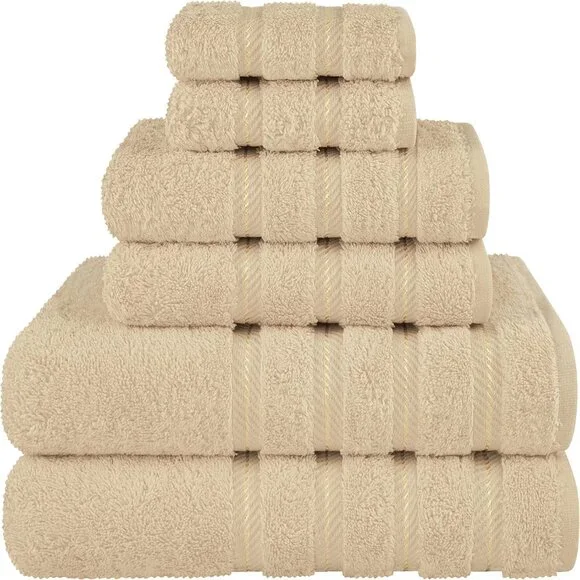 New Luxury 6 Piece Towel Set, 2 Bath Towels 2 Hand Towel 2 Washcloths, 600 GSM 1