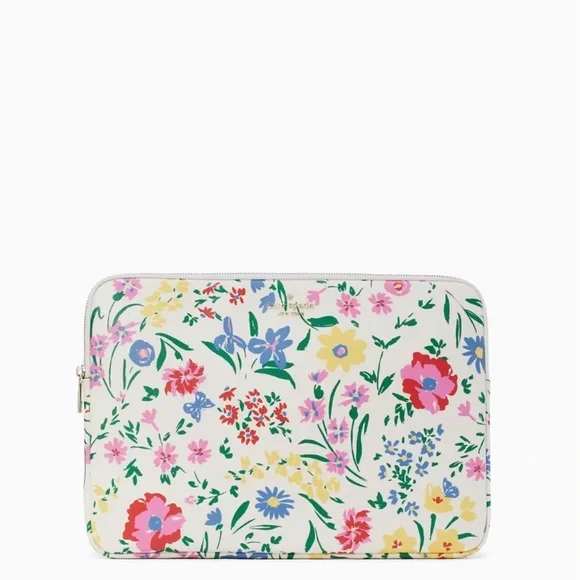 NEW Kate Spade Garden Bouquet Laptop Sleeve - Floral Cream Multi Color 15.3
