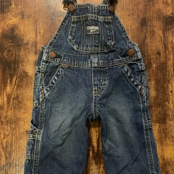 Vintage OshKosh B'Gosh Vestbak Denim Overalls Baby Size 6 Months‎ USA Made Blue