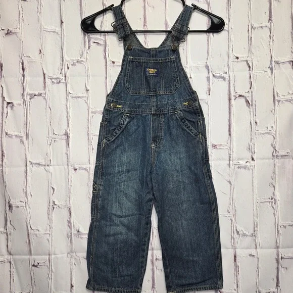 VTG OshKosh B'gosh Toddler 4T Denim Overalls‎ Vestbak Blue Medium Wash Cotton
