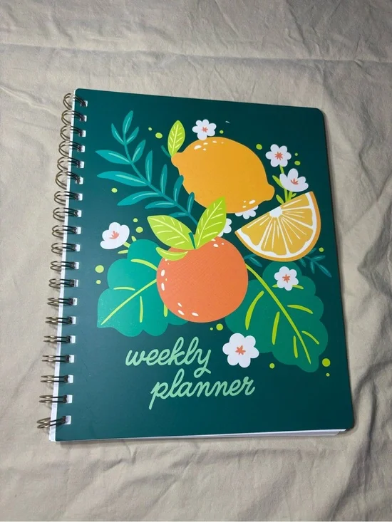 New Teal Weekly Planner with Citrus Illustration Undated Agenda