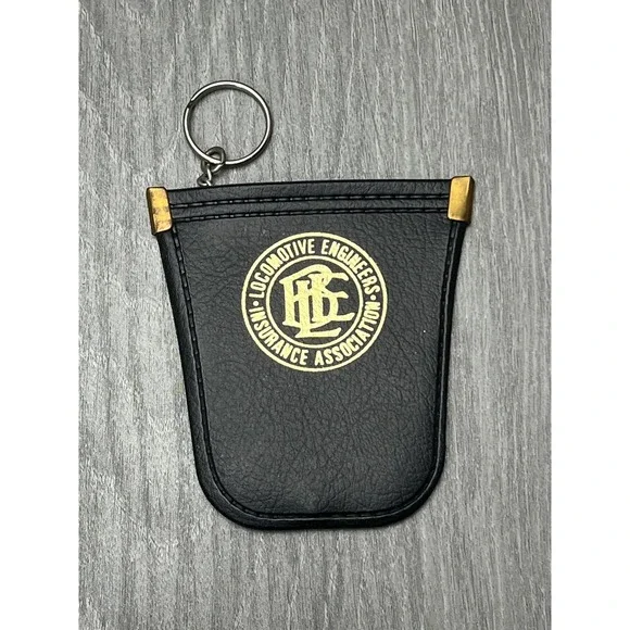 Vintage‎ Locomotive Engineers Insurance Association Coin Purse Keychain Black