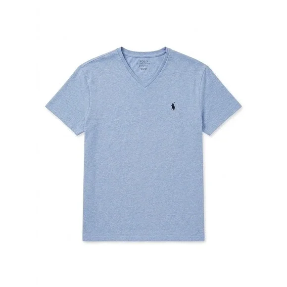 Polo Ralph Lauren Men Small Blue Heather V-Neck T-Shirt Pony Logo Cotton Tee S