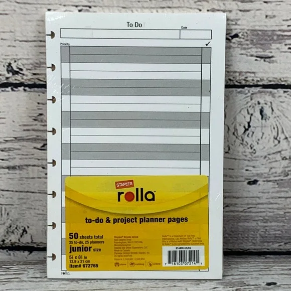 Staples Rolla To-Do Project Planner Pages Junior Size 50 Sheets‎ NEW