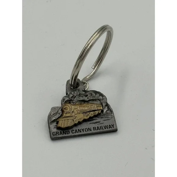 Grand Canyon Railway Keychain Charm Superb Pewter Finish‎ Steam Locomotive Train