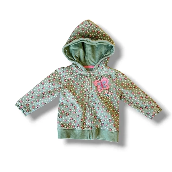 OshKosh B'Gosh Applique Floral Full Zip Hoodie