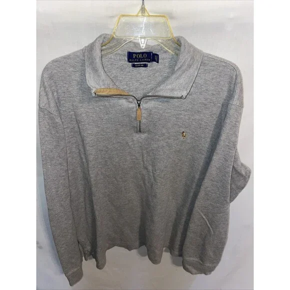 Polo Ralph Lauren Estate Rib Men’s Flesh Pony Sweat Shirt Sz XL Gray Athleisure
