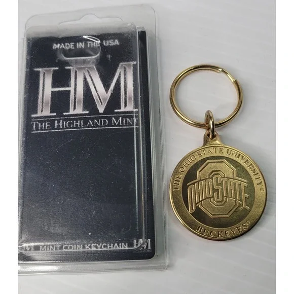 The Highland Mint Ohio State Buckeyes Bronze Coin Keychain NEW