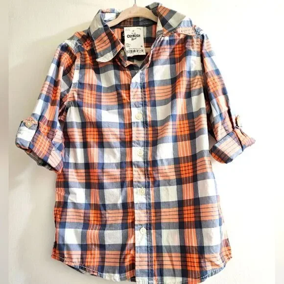 Oshkosh Boy's Plaid Shor Sleeve Shirt Size 6