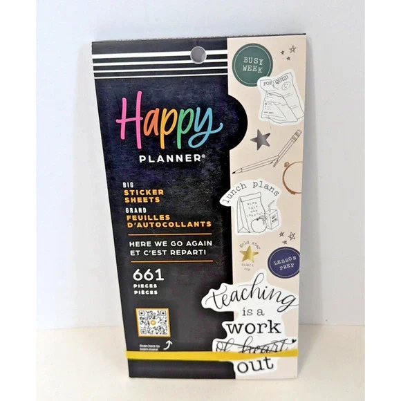 Happy Planner Sticker Pack Multicolored Planner Stickers for Teachers