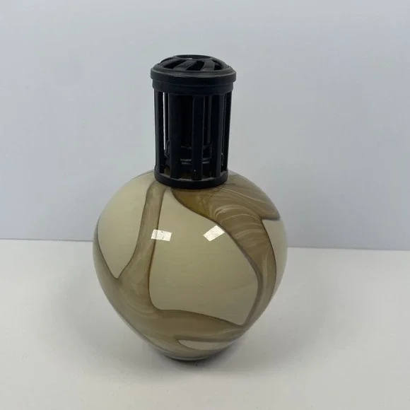 La Tee Da! Fragrance Lamp Glass Effusion Marble/Swirl Cream & Brown Diffuser 7