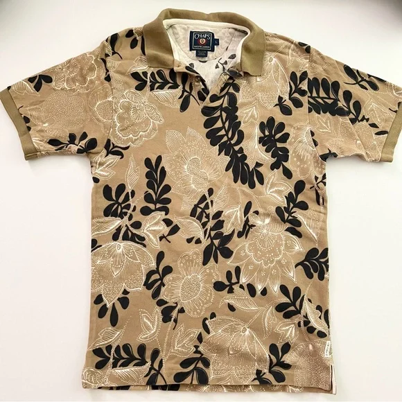 Vintage Chaps Ralph Lauren Collared T Shirt Size‎ L Floral Pattern 100% Cotton