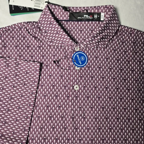 NEW NWT‎ RLX Ralph Lauren Performance Golf Polo Shirt Purple Men's Medium Golf