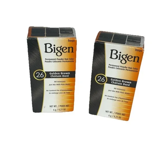 Bigen Permanent Powder Hair Color 26 Golden Brown Ammonia Free 2Pack 0.21oz Each