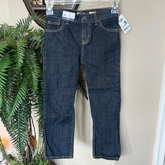 Brand New OshKosh B'Gosh Straight Jeans Dark Wash Denim Adjustable Waistband