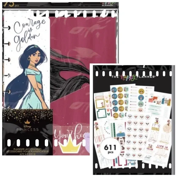 NIP Disney Princess Planner Accessories & 611 Disney Stickers