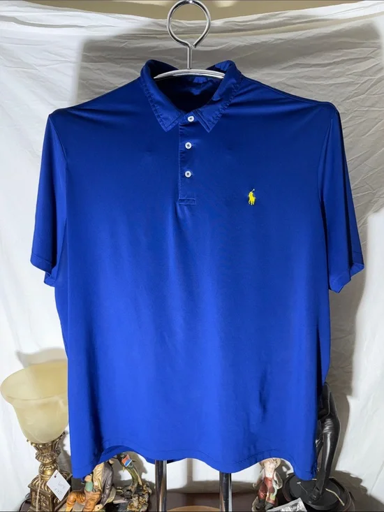 Ralph Lauren Blue Polo with Yellow Pony Embroidery
