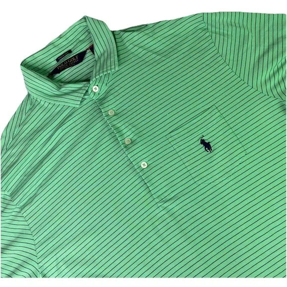 Ralph Lauren Polo Golf Stretch Isle Men XL Short Sleeve Green Stripes Pony Logo