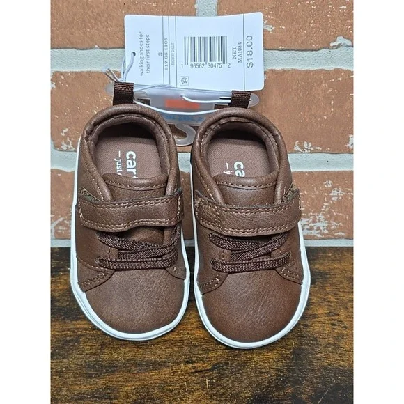 Carters Infant Walking‎ Shoes-Size 3 Months-Brown Lip On Hook And Loop Closure