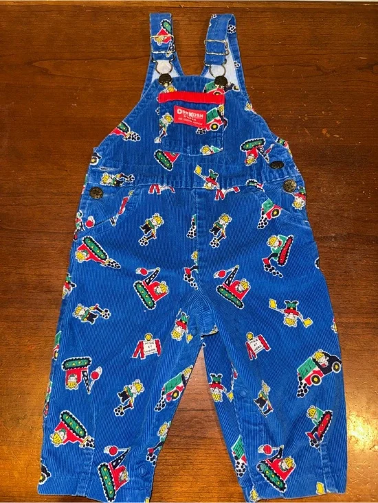 Vintage Oshkosh Boys Blue Construction Overalls 12m