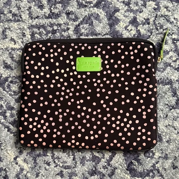 Kate Spade Black and Pink Polka Dot Tablet Sleeve