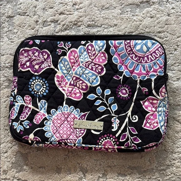 Vera Bradley Black and Pink Quilted Floral iPad Mini Sleeve