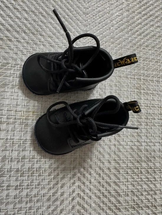 Dr. Martens Baby Black Leather Lace-Up Boots Infant Size 2