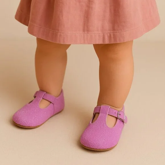 A Bear Co Toddler Size 3 Purple Glitter T-Strap Flats‎ Girl's