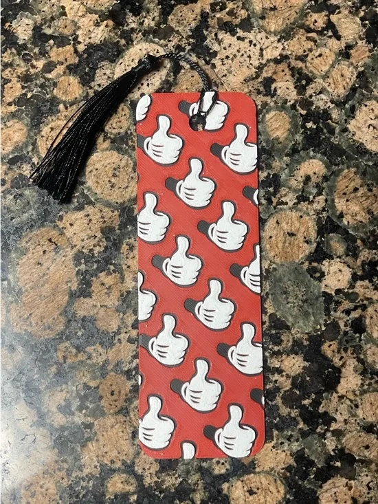 Novelty Red Bookmark with White Mickey Mouse Thumbs-Up Pattern