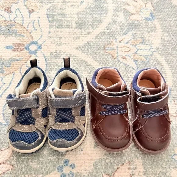 Stride Rite Shoes Set - Blue and Brown size 3w and 3.5